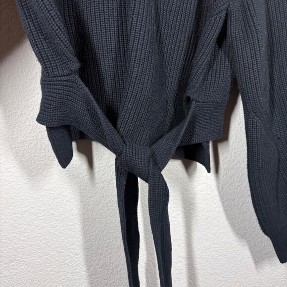 Modern Citizen Small Hiwa Tie Front Sweater Black Cotton Wool Crop Turtleneck - Picture 7 of 10